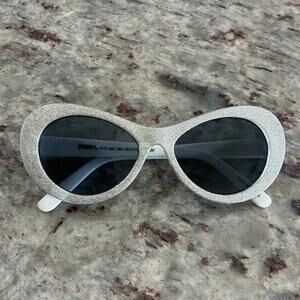 Gymboree Girls Glitter Oval Sunglasses Silver Retro Style 6+